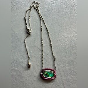 💚💜Kendra Scott Silver Necklace with Abalone and Purple Pendant